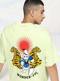 Disney By Highlander Men Lime Green Donald Duck Printed Round Neck Oversized Fit T-Shirt - Lime Green - Image 1