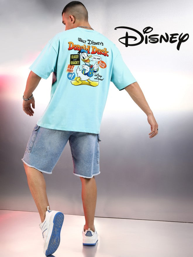 Disney By Highlander Men Blue Donald Duck Printed Round Neck Oversized Fit T-Shirt - Blue - Image 2