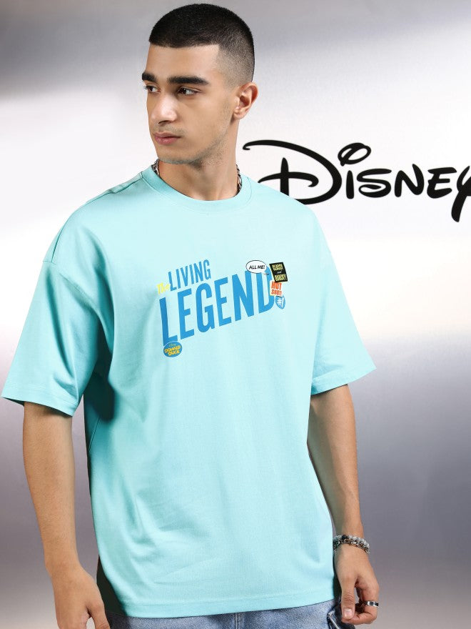 Disney By Highlander Men Blue Donald Duck Printed Round Neck Oversized Fit T-Shirt - Blue - Image 6