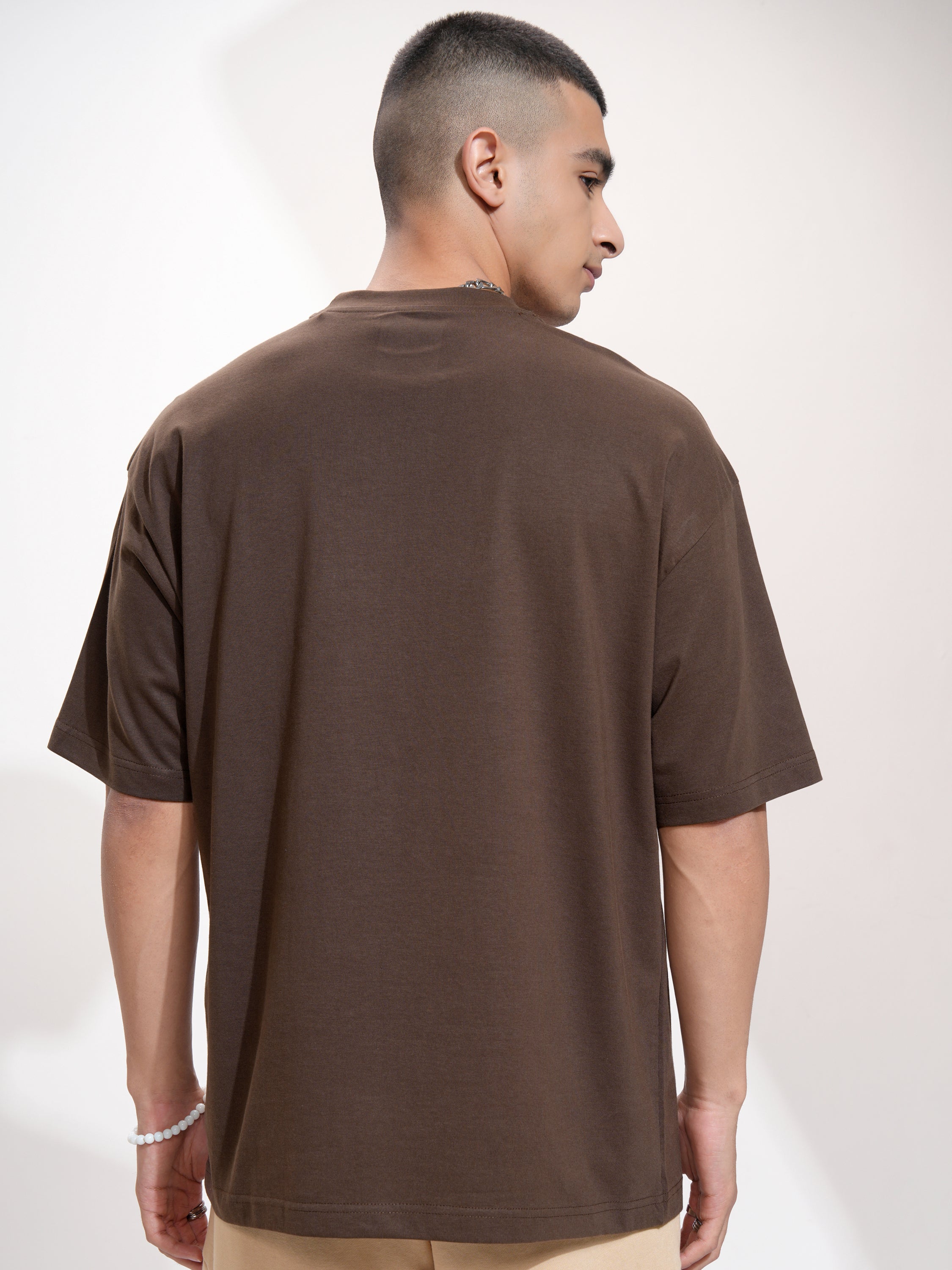 Disney By Highlander Men Brown Mickey And Friends Printed Round Neck Oversized Fit T-Shirt - Brown - Image 3