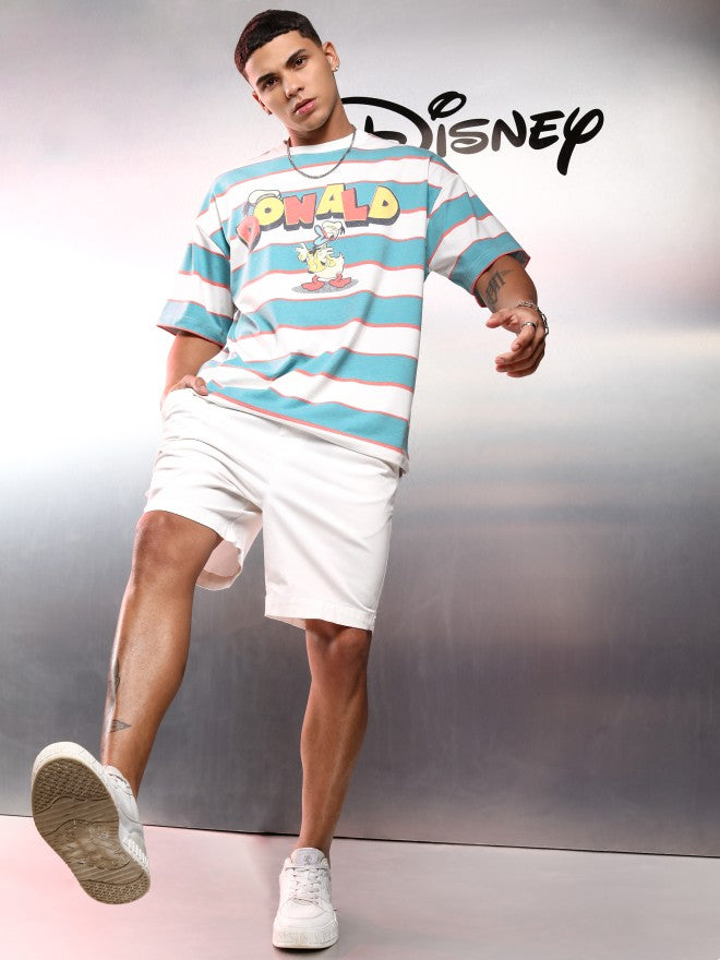 Disney By Highlander Men Blue Donald Duck Printed Round Neck Oversized Fit T-Shirt - Blue - Image 2