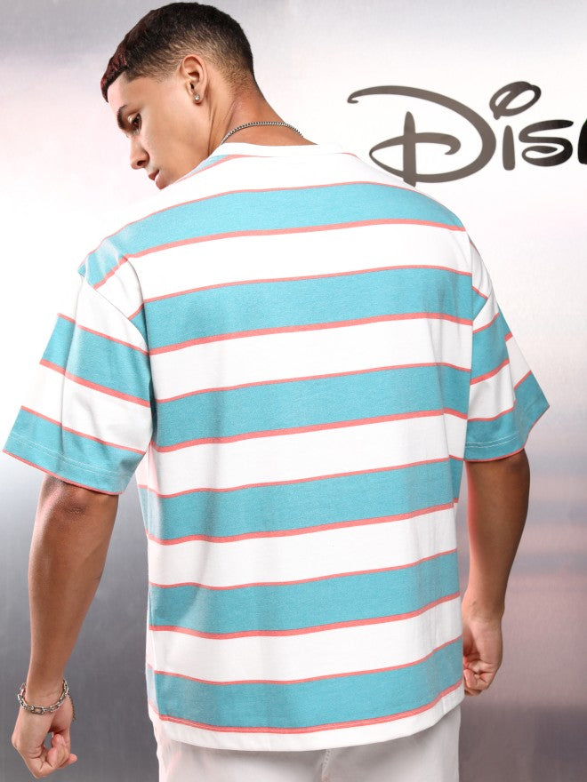 Disney By Highlander Men Blue Donald Duck Printed Round Neck Oversized Fit T-Shirt - Blue - Image 3