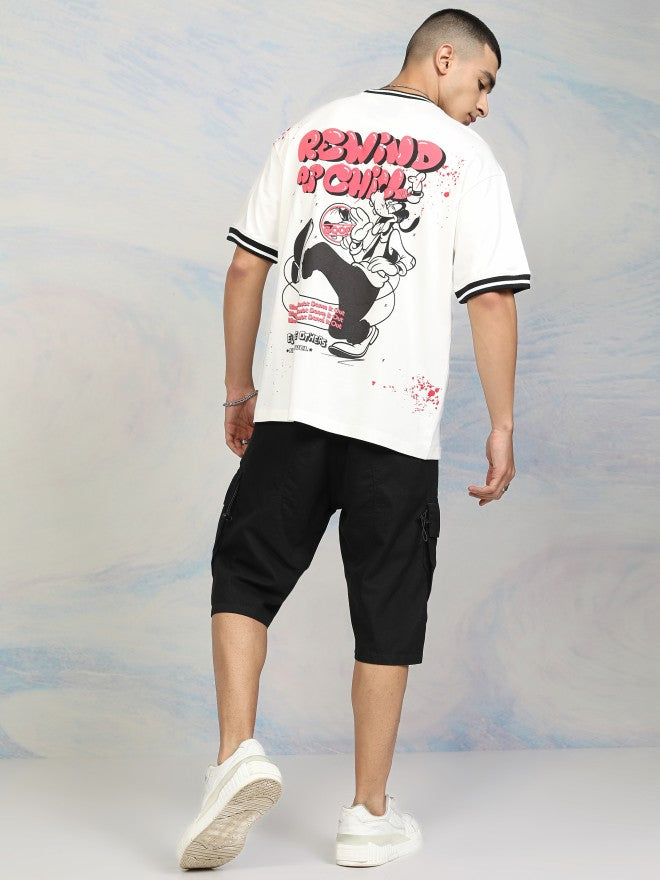 Disney By Highlander Men White Goofy Printed Round Neck T-Shirt - White - Image 2