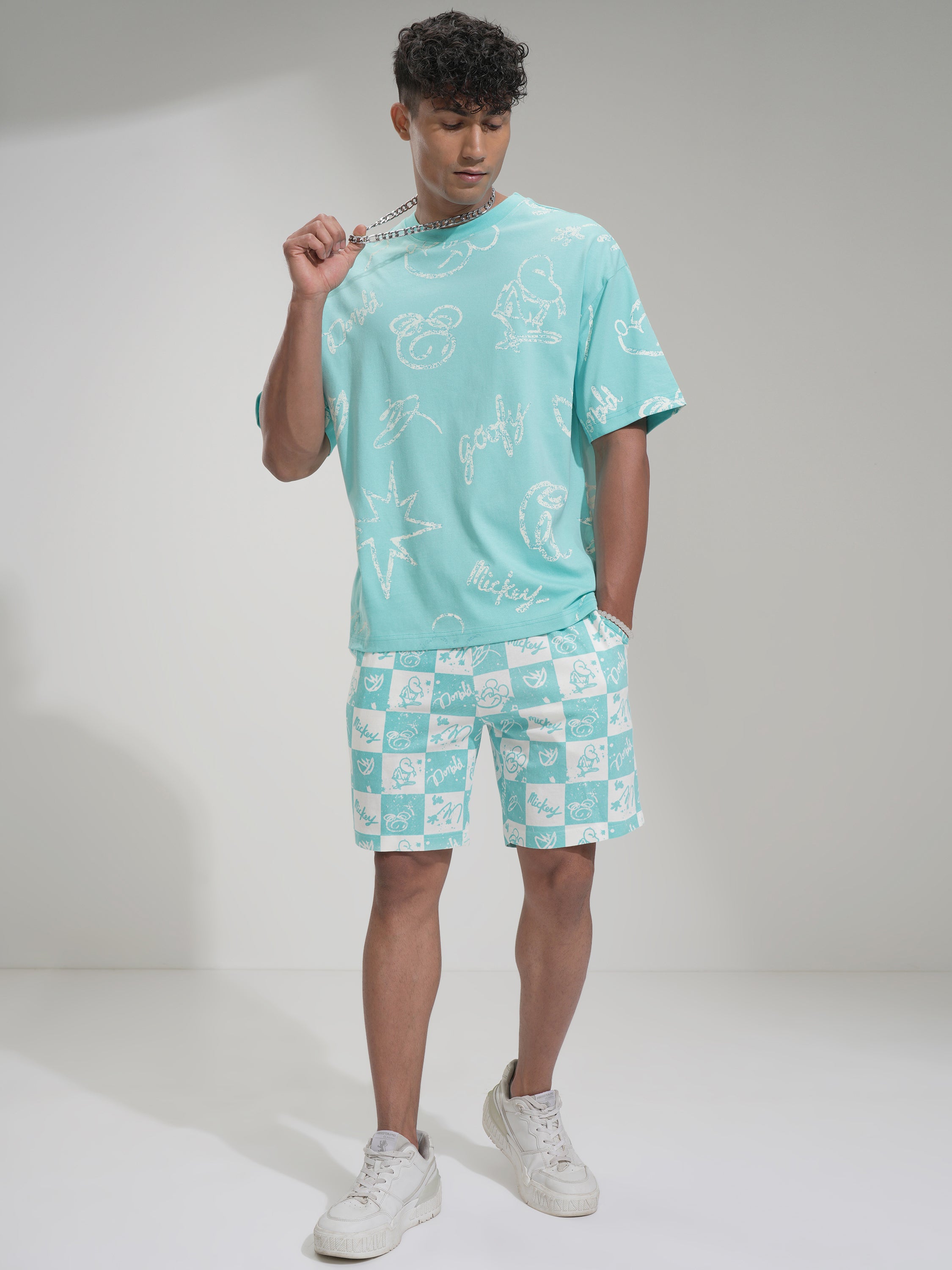 Disney By Highlander Men Blue Mickey Mouse Loose Fit Shorts - Blue - Image 2