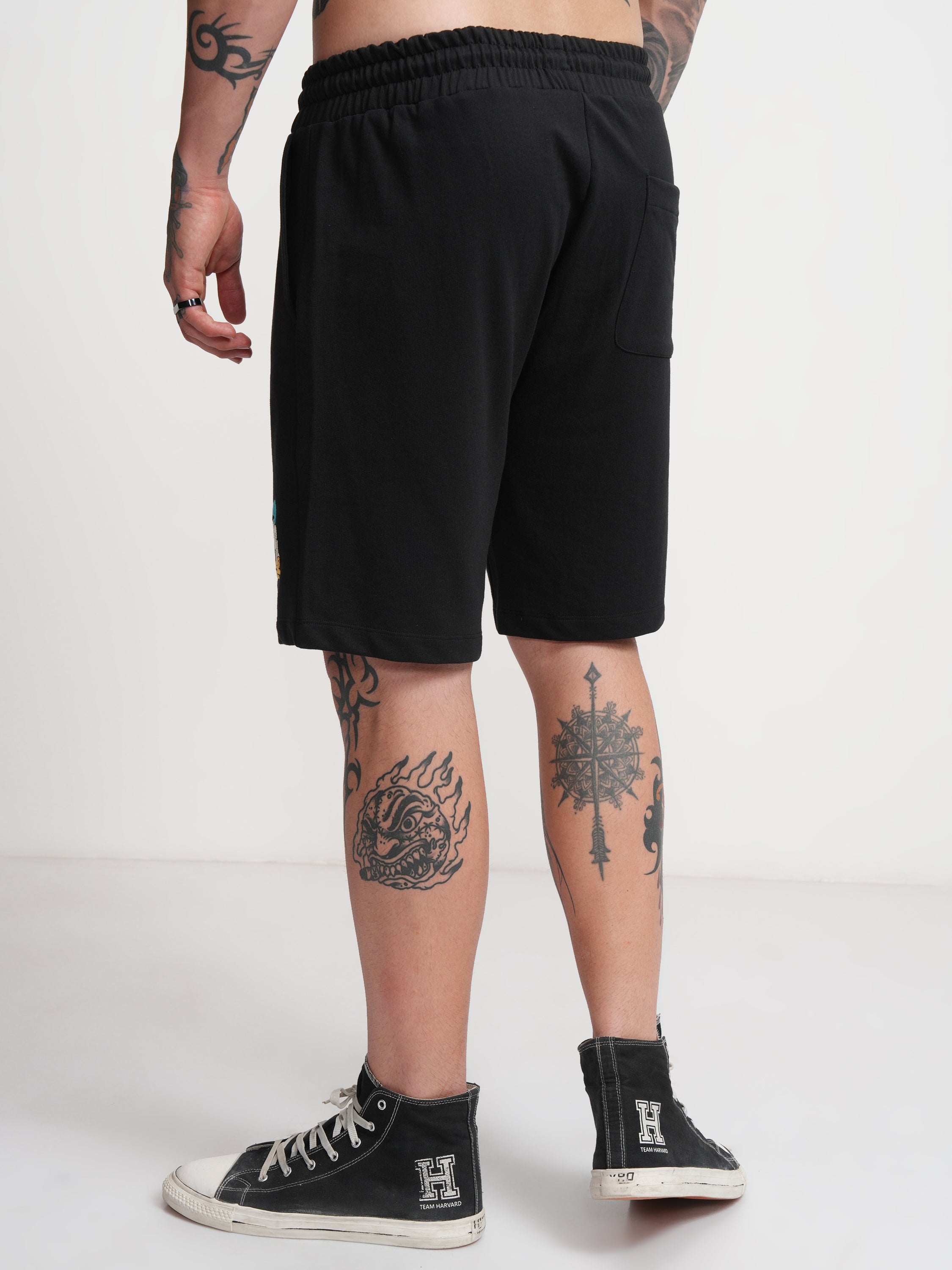Disney By Highlander Men Black Donald Duck Relaxed Fit Shorts - Black - Image 3