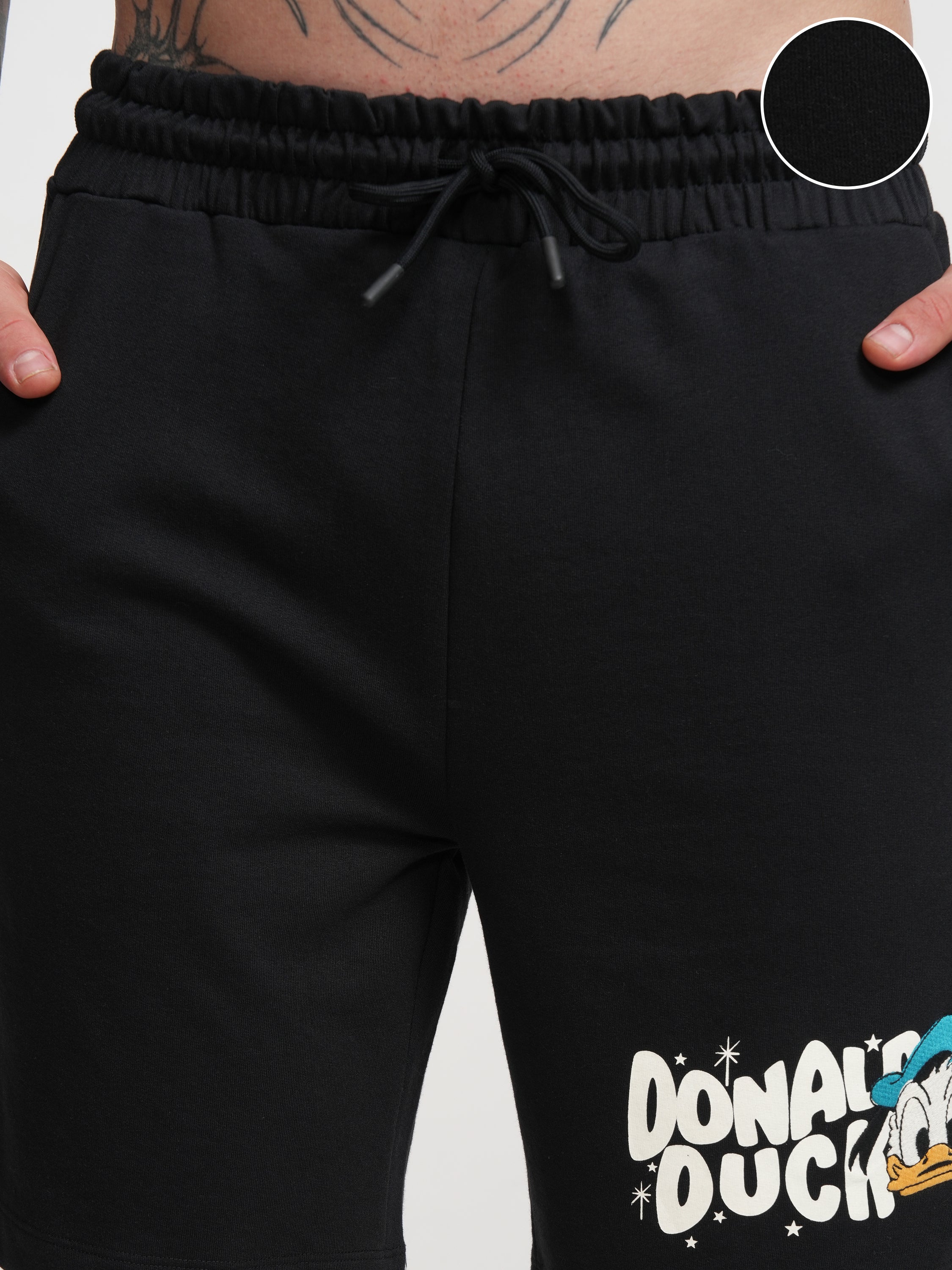 Disney By Highlander Men Black Donald Duck Relaxed Fit Shorts - Black - Image 5