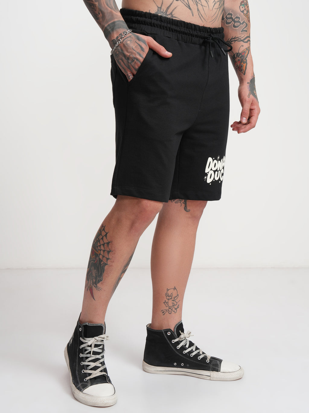 Disney By Highlander Men Black Donald Duck Relaxed Fit Shorts - Black - Image 6