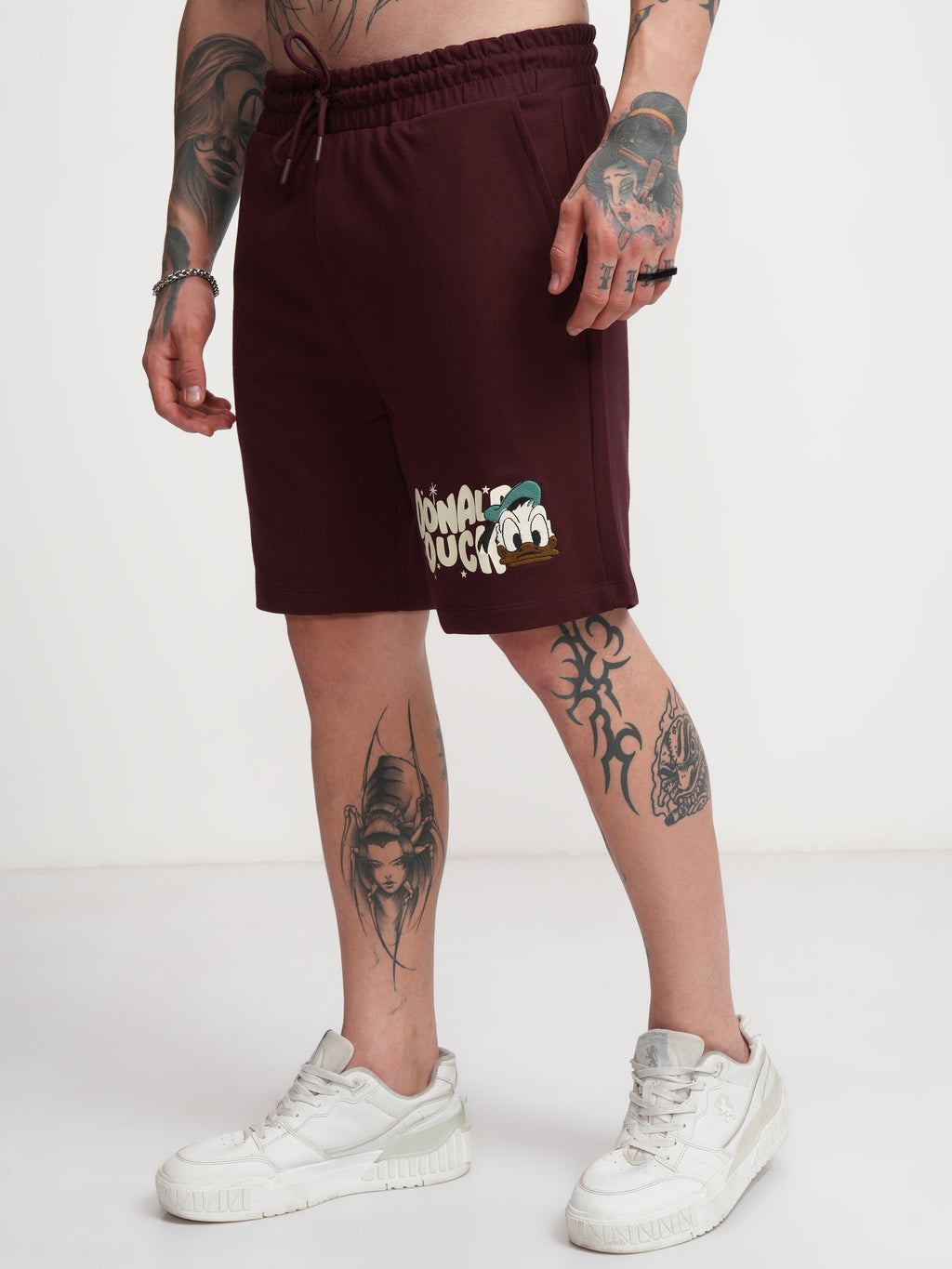 Disney By Highlander Men Maroon Donald Duck Relaxed Fit Shorts - Maroon - Image 4