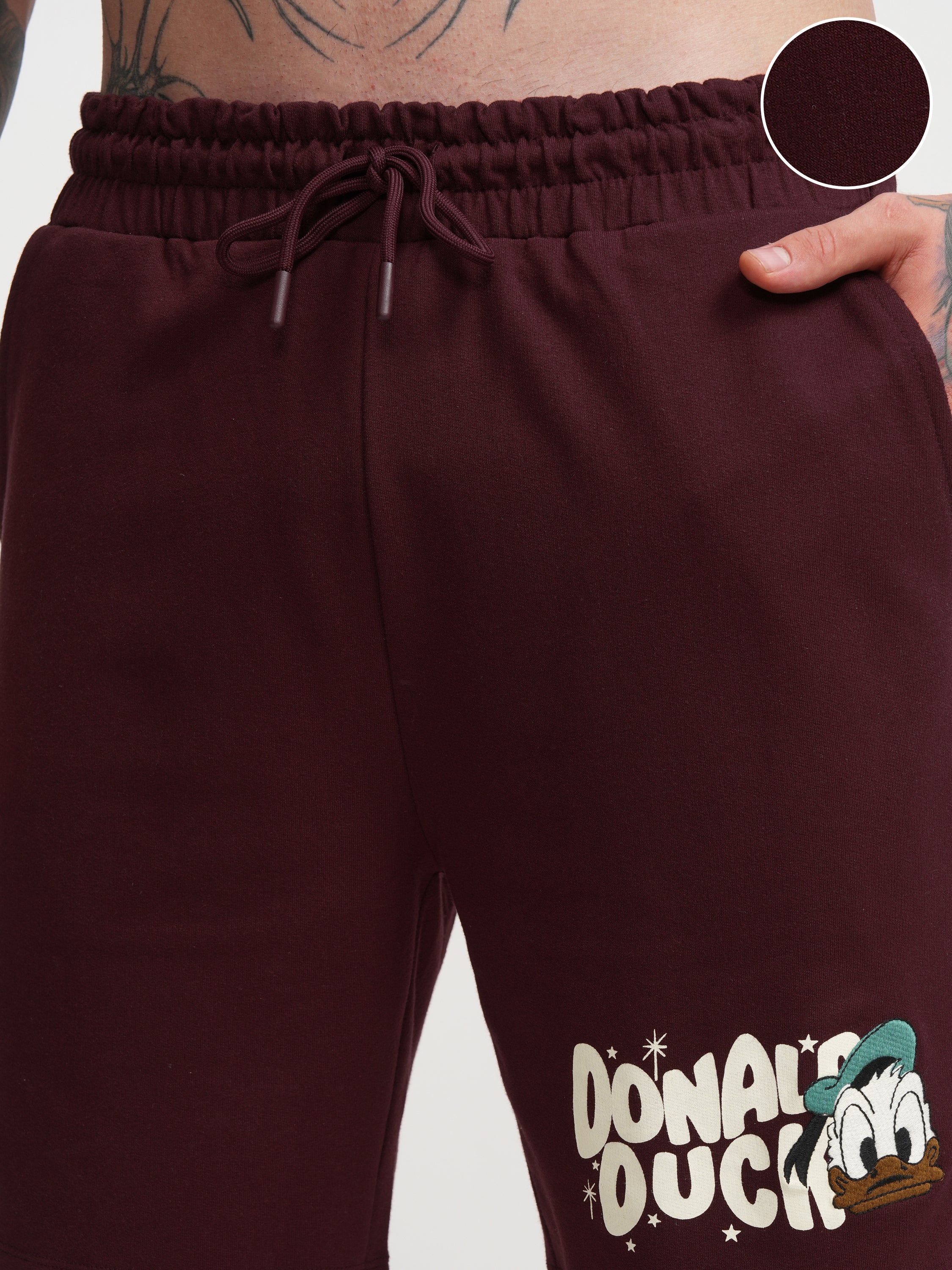 Disney By Highlander Men Maroon Donald Duck Relaxed Fit Shorts - Maroon - Image 5