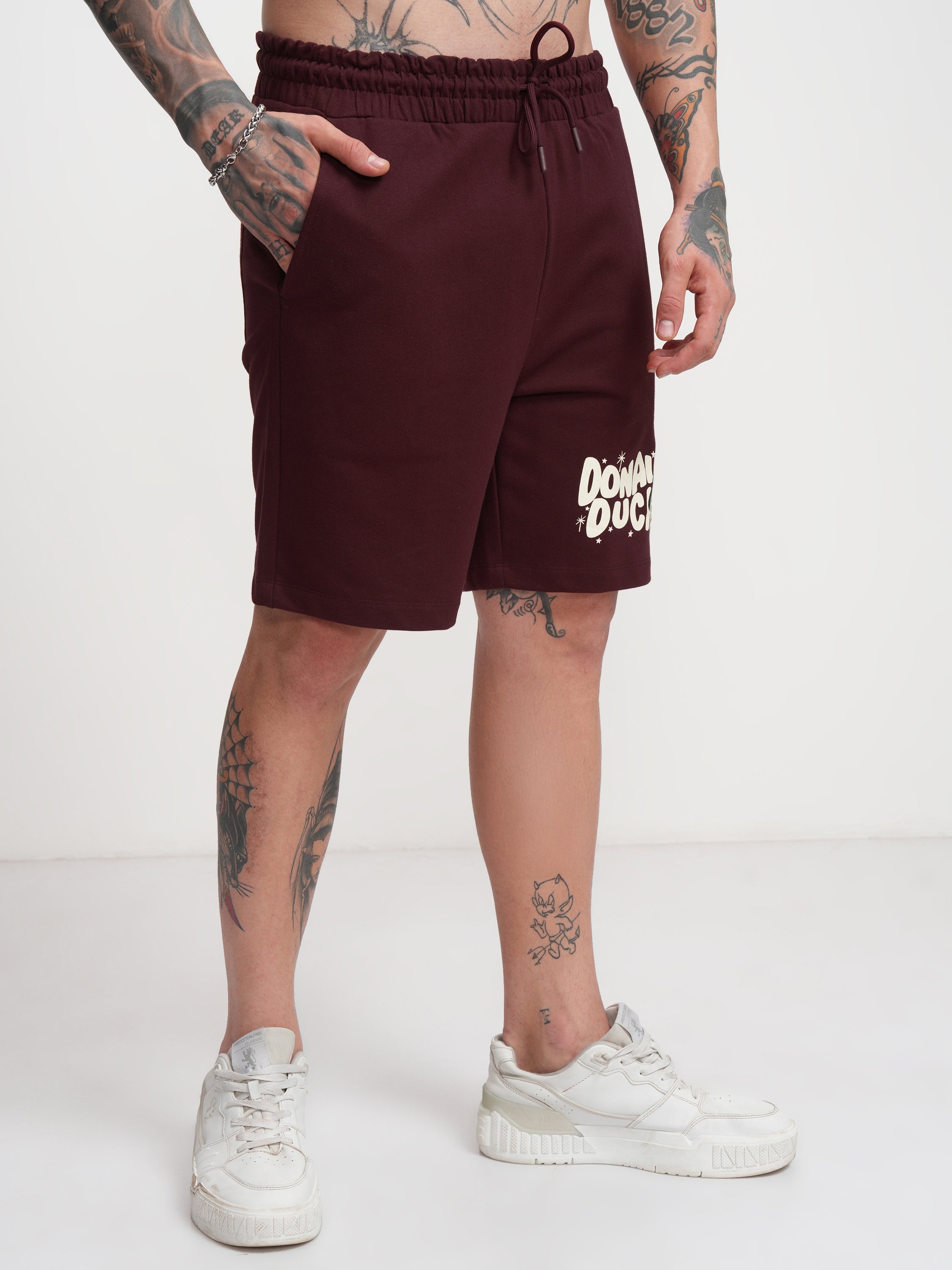 Disney By Highlander Men Maroon Donald Duck Relaxed Fit Shorts - Maroon - Image 6