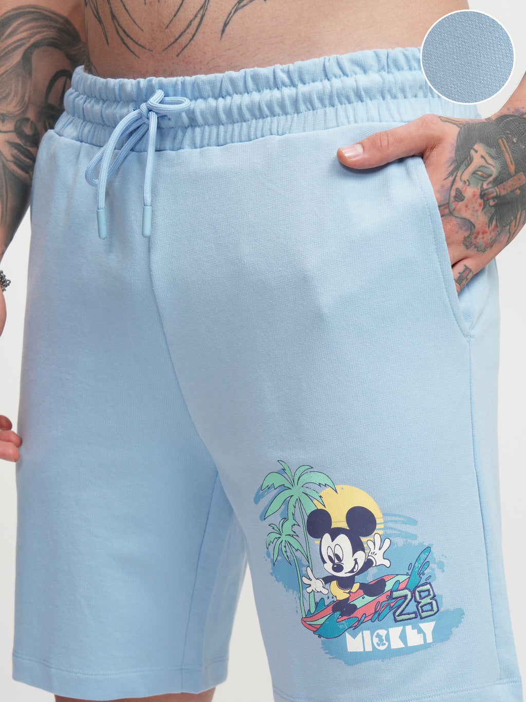 Disney By Highlander Men Blue Mickey Mouse Relaxed Fit Shorts - Blue - Image 5