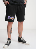 Disney By Highlander Men Black Stitch Relaxed Fit Shorts - Black - Image 1