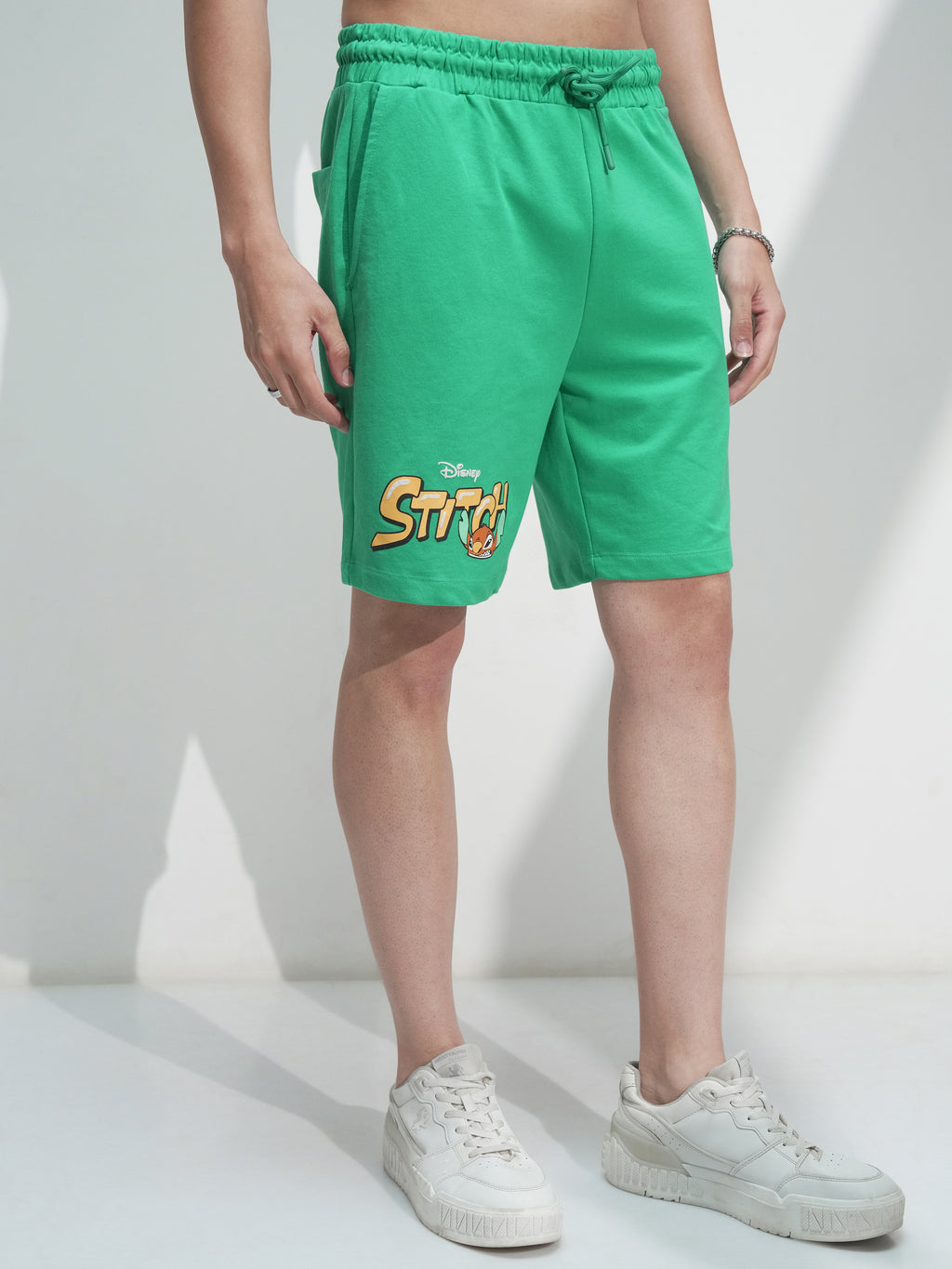 Disney By Highlander Men Green Stitch Relaxed Fit Shorts - Green - Image 6