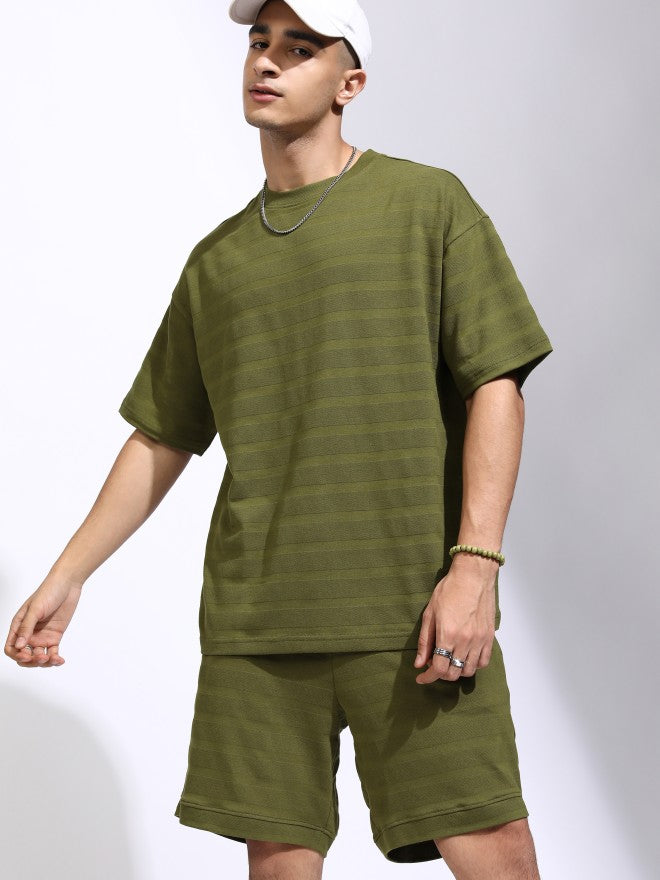 Highlander Men Olive T-Shirt With Shorts Co-Ords - Olive - Image 1