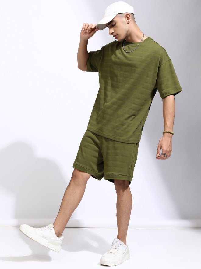 Highlander Men Olive T-Shirt With Shorts Co-Ords - Olive - Image 2