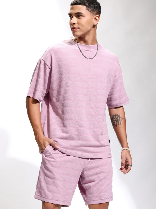 Highlander Men Mauve T-Shirt With Shorts Co-Ords - Mauve - Image 1