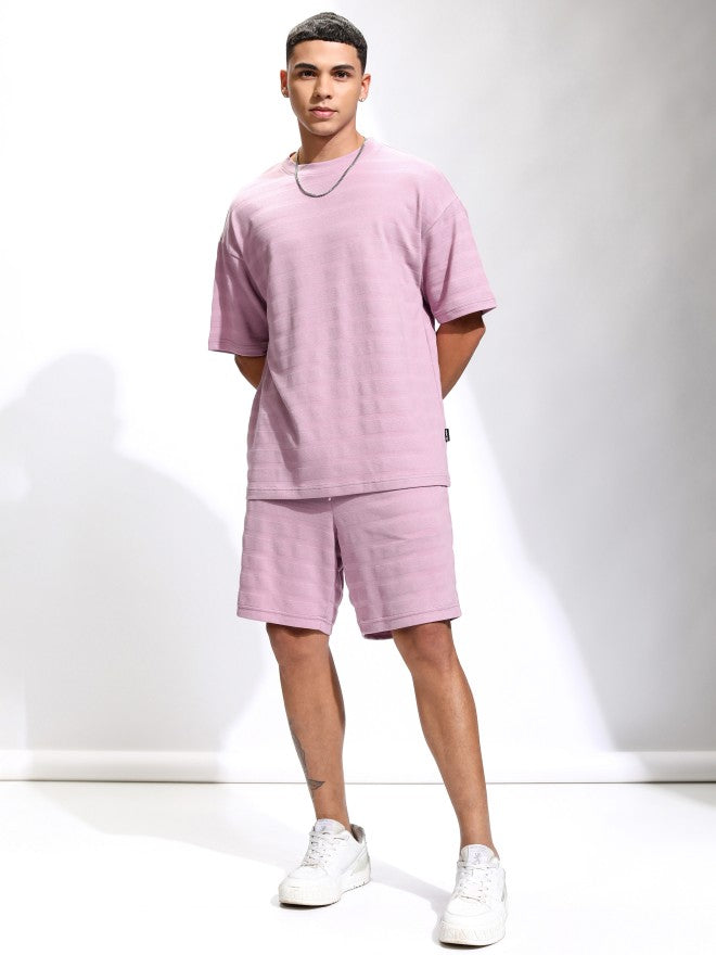 Highlander Men Mauve T-Shirt With Shorts Co-Ords - Mauve - Image 2