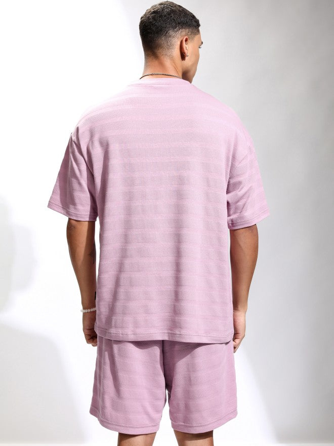 Highlander Men Mauve T-Shirt With Shorts Co-Ords - Mauve - Image 3