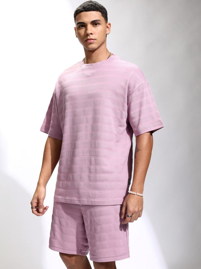 Highlander Men Mauve T-Shirt With Shorts Co-Ords - Mauve - Image 4