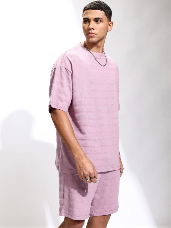 Highlander Men Mauve T-Shirt With Shorts Co-Ords - Mauve - Image 6