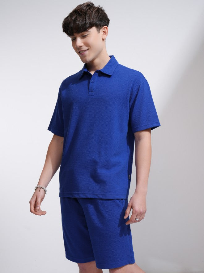 Highlander Men Blue T-Shirt With Shorts Co-Ords - Blue - Image 4