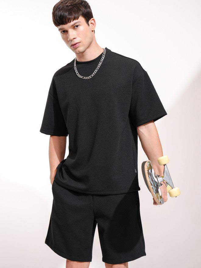 Highlander Men Black T-Shirt With Shorts Co-Ords - Black - Image 1