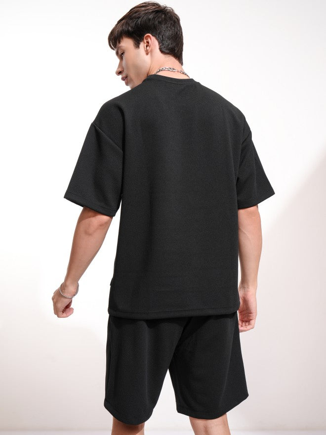 Highlander Men Black T-Shirt With Shorts Co-Ords - Black - Image 3