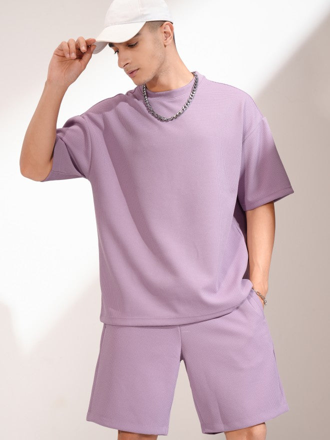 Highlander Men Mauve T-Shirt With Shorts Co-Ords - Mauve - Image 1