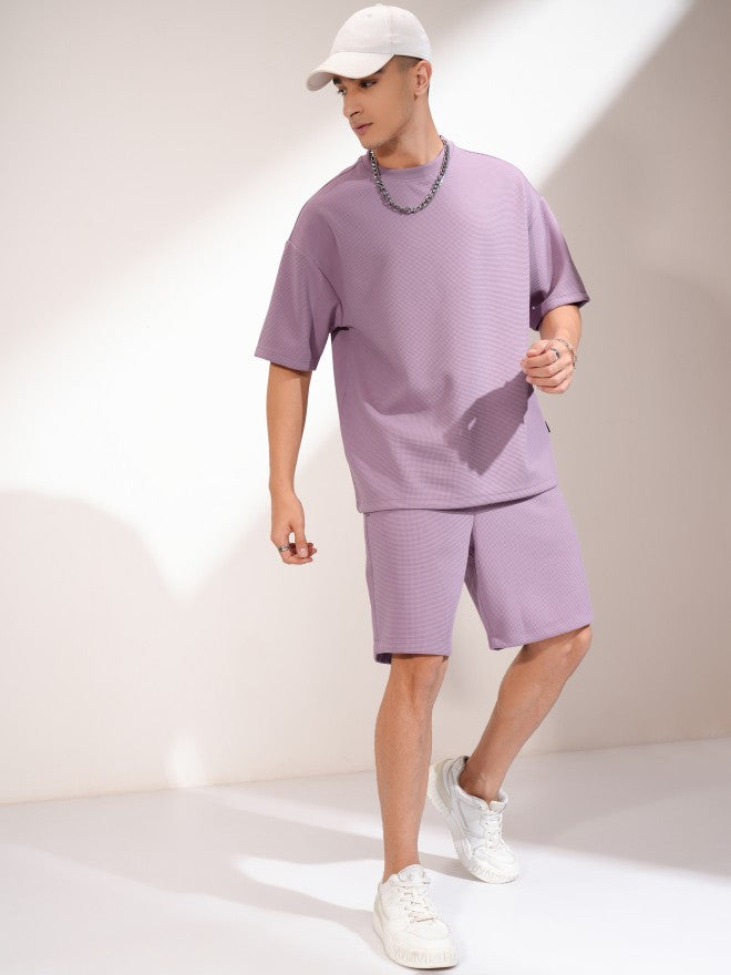 Highlander Men Mauve T-Shirt With Shorts Co-Ords - Mauve - Image 2