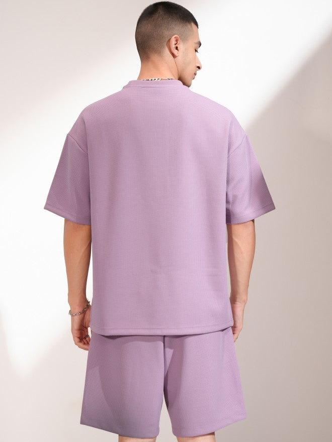Highlander Men Mauve T-Shirt With Shorts Co-Ords - Mauve - Image 3