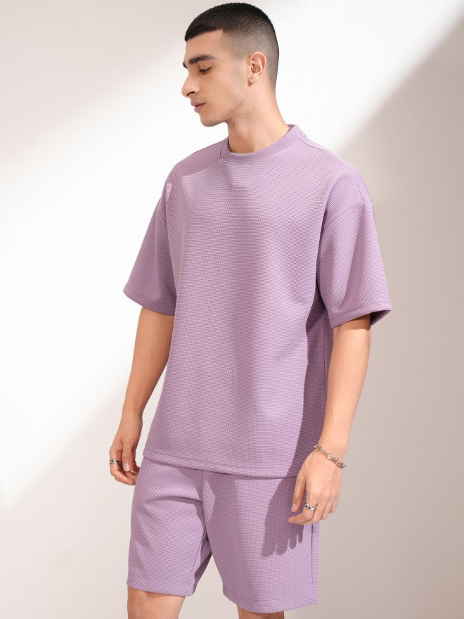 Highlander Men Mauve T-Shirt With Shorts Co-Ords - Mauve - Image 4