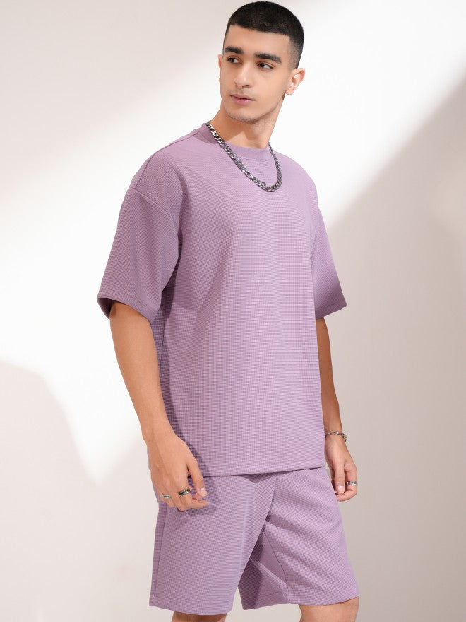 Highlander Men Mauve T-Shirt With Shorts Co-Ords - Mauve - Image 6