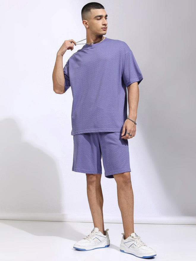 Highlander Men Purple T-Shirt With Shorts Co-Ords - Purple - Image 2