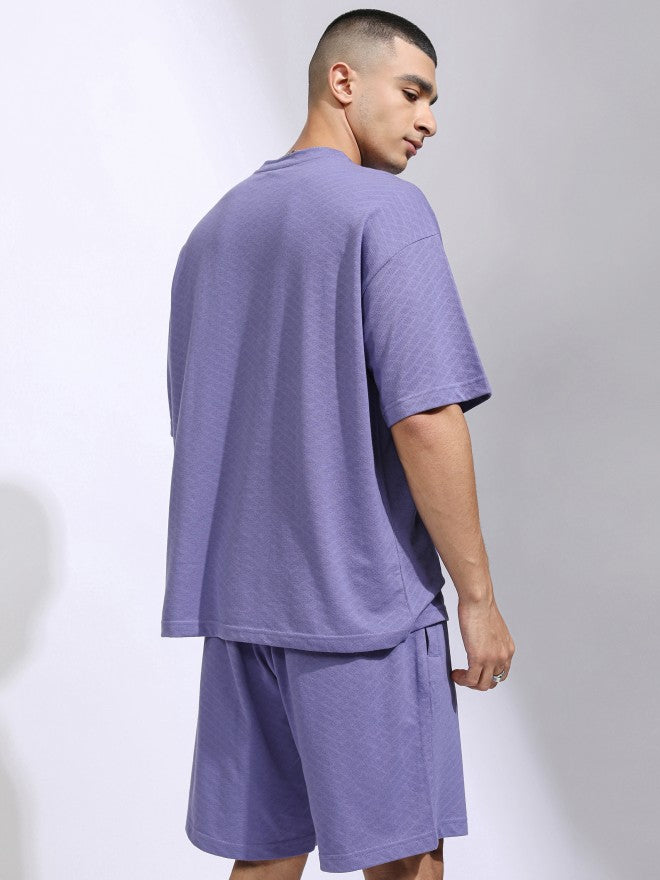 Highlander Men Purple T-Shirt With Shorts Co-Ords - Purple - Image 3