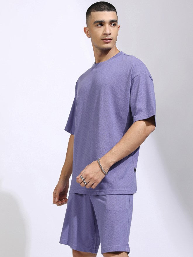 Highlander Men Purple T-Shirt With Shorts Co-Ords - Purple - Image 4