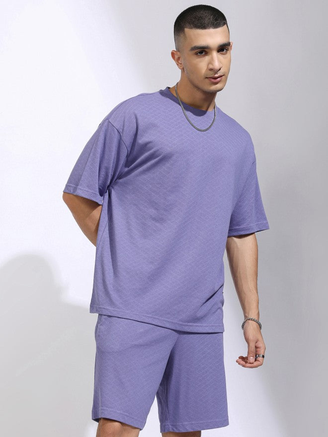 Highlander Men Purple T-Shirt With Shorts Co-Ords - Purple - Image 6