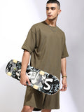 Highlander Men Olive T-Shirt With Shorts Co-Ords - Olive - Image 1