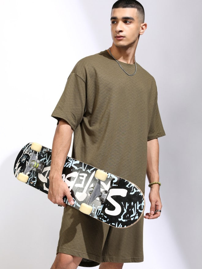 Highlander Men Olive T-Shirt With Shorts Co-Ords - Olive - Image 1
