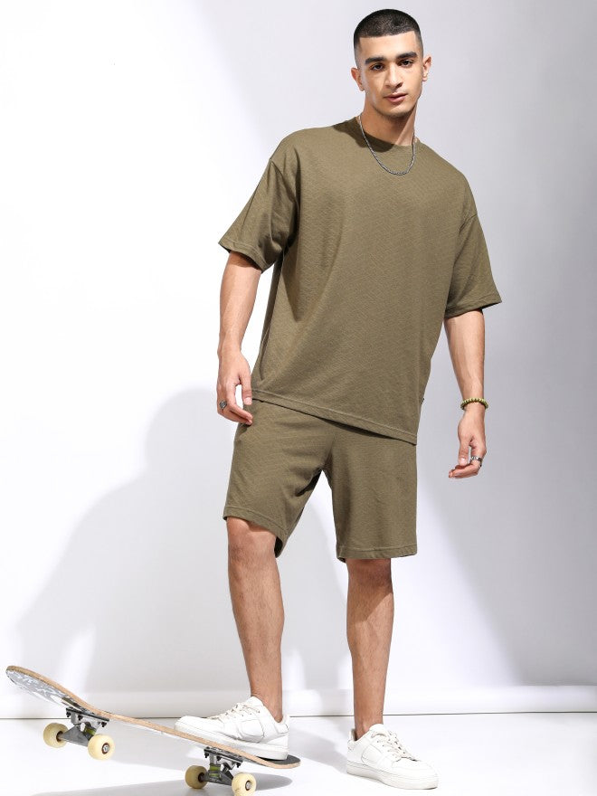 Highlander Men Olive T-Shirt With Shorts Co-Ords - Olive - Image 2
