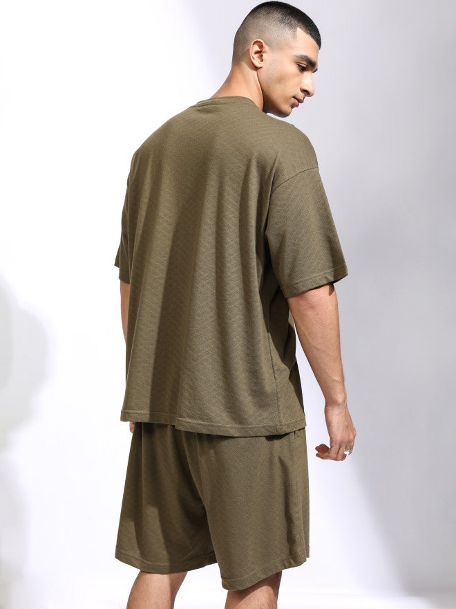 Highlander Men Olive T-Shirt With Shorts Co-Ords - Olive - Image 3