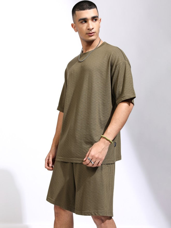 Highlander Men Olive T-Shirt With Shorts Co-Ords - Olive - Image 4