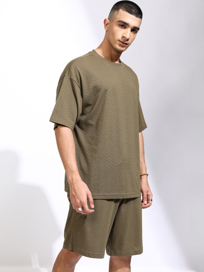Highlander Men Olive T-Shirt With Shorts Co-Ords - Olive - Image 6