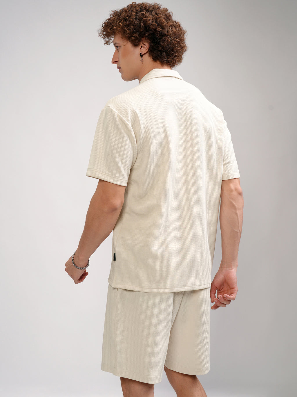 Highlander Men Cream Shirt With Shorts Co-Ords - Cream - Image 3
