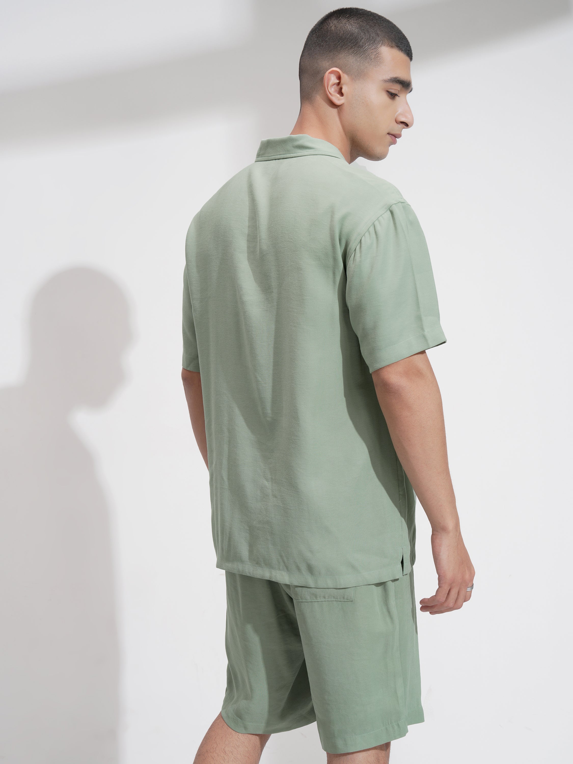 Highlander Men Green Shirt With Shorts Co-Ords - Green - Image 3