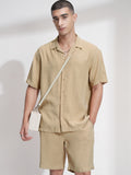 Highlander Men Khaki Shirt With Shorts Co-Ords - Khaki - Image 1