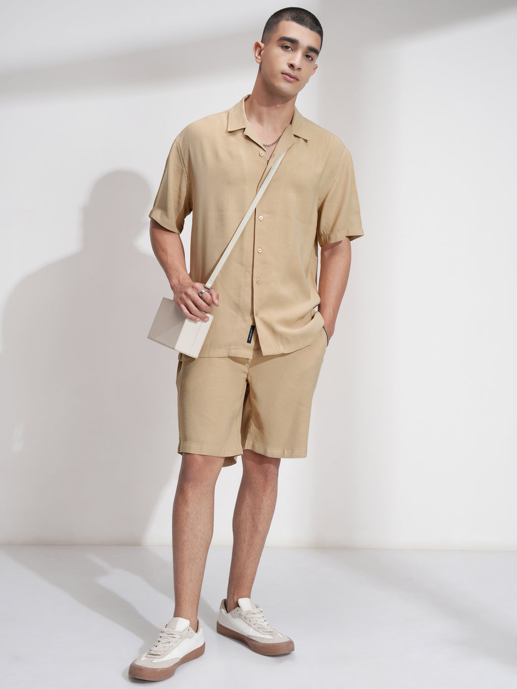 Highlander Men Khaki Shirt With Shorts Co-Ords - Khaki - Image 2