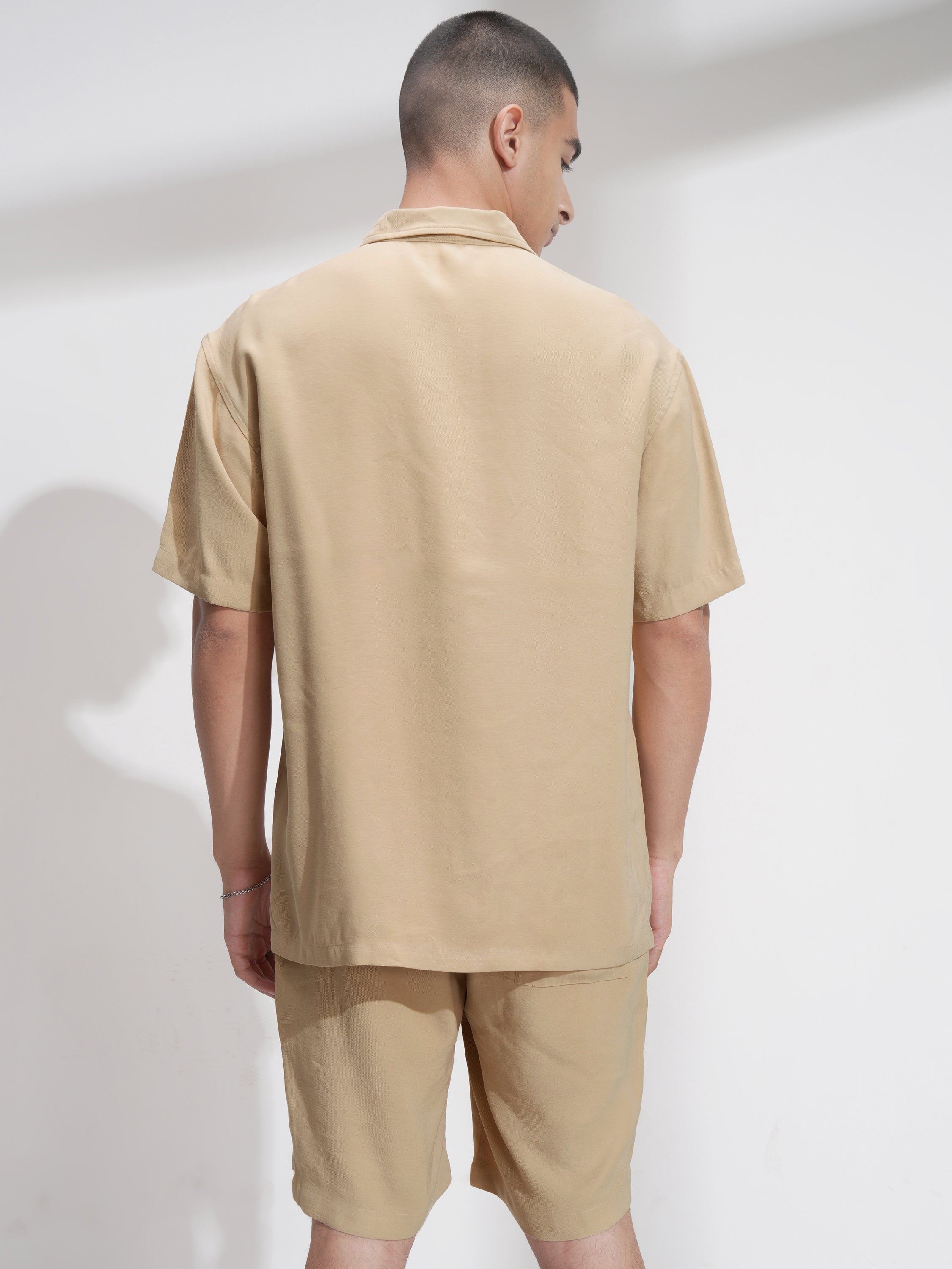 Highlander Men Khaki Shirt With Shorts Co-Ords - Khaki - Image 3