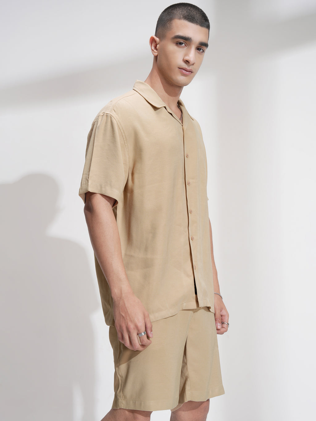 Highlander Men Khaki Shirt With Shorts Co-Ords - Khaki - Image 6