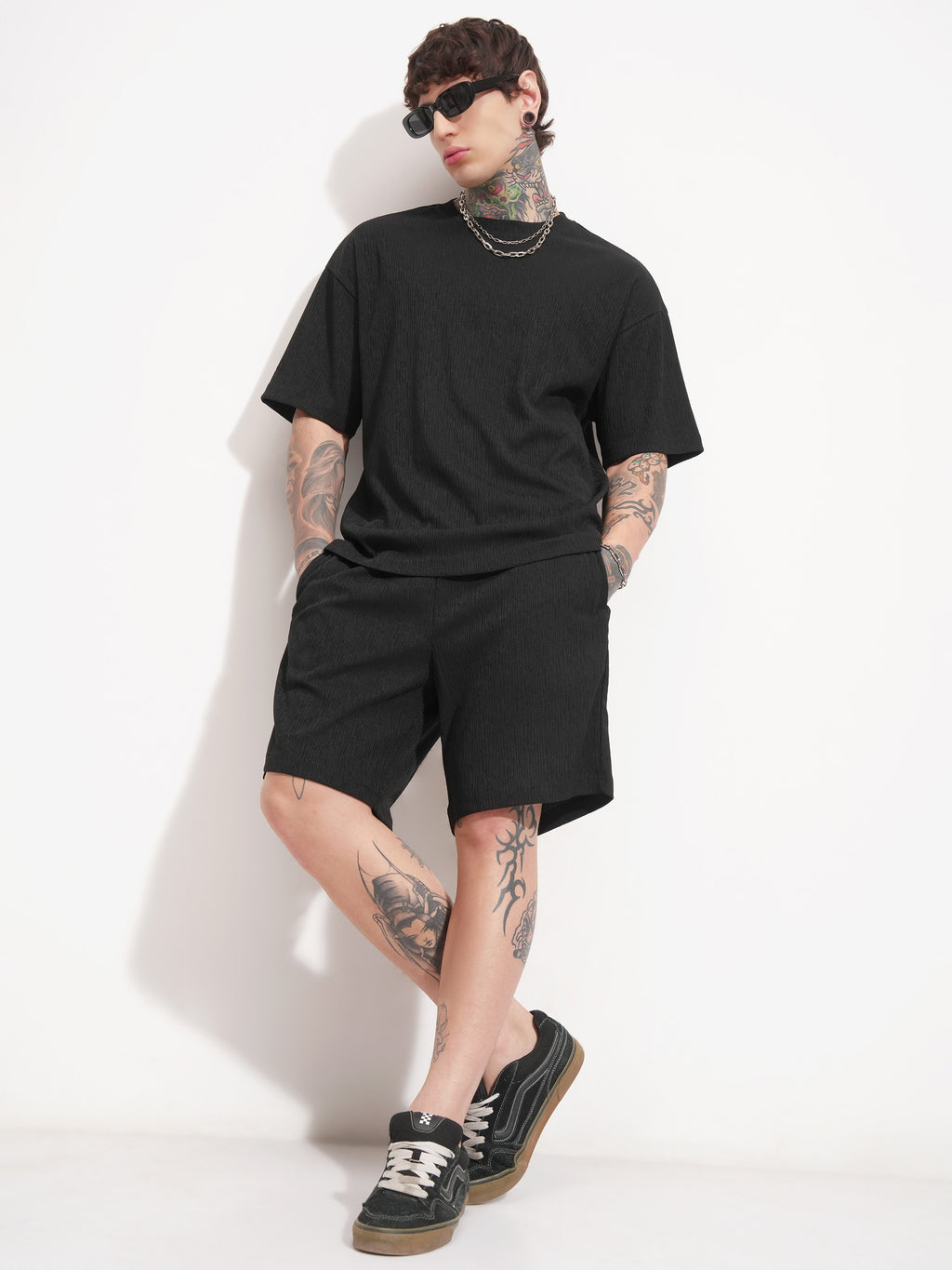 Highlander Men Black T-shirt With Shorts Co-Ords - Black - Image 2