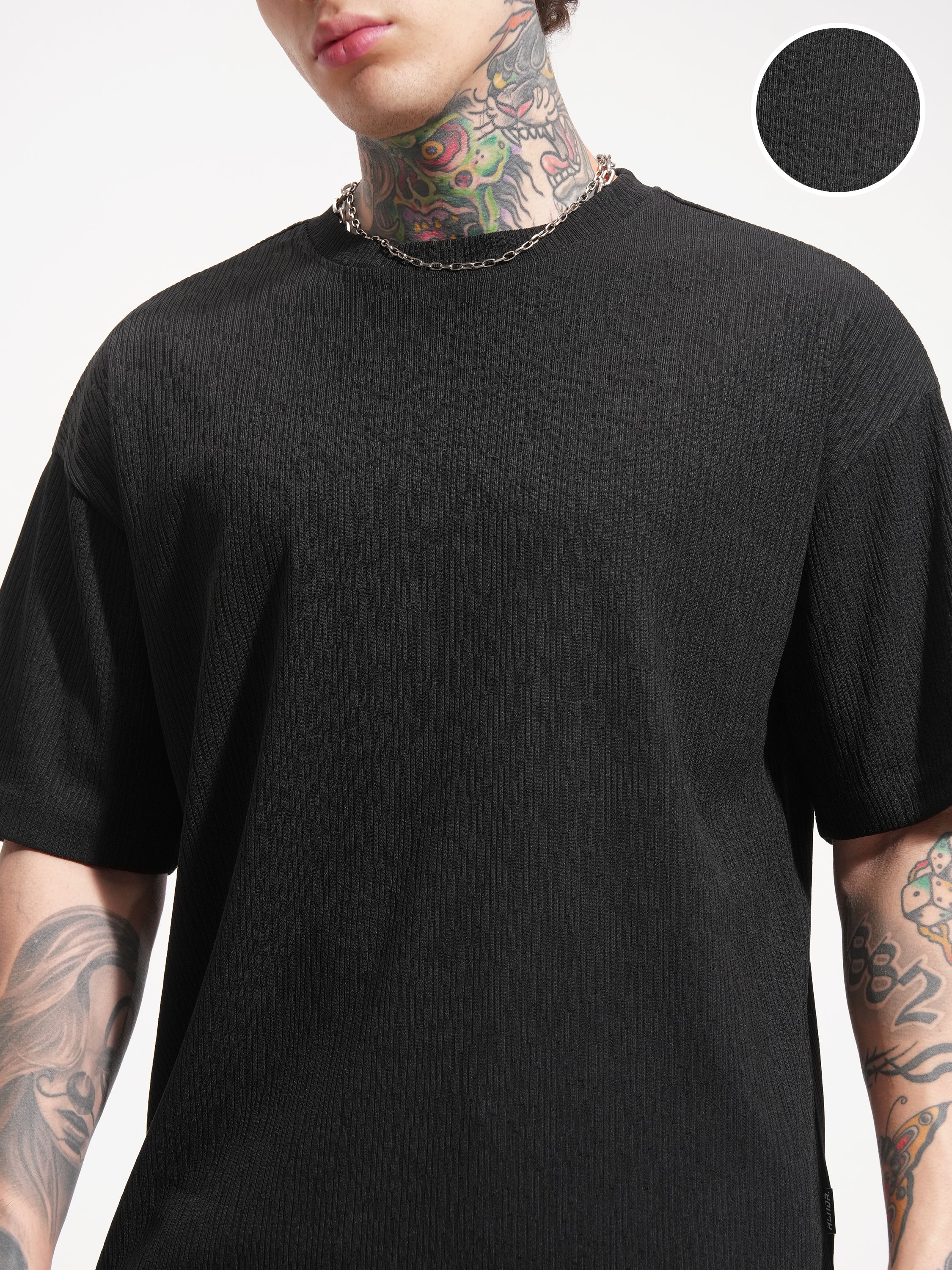 Highlander Men Black T-shirt With Shorts Co-Ords - Black - Image 5